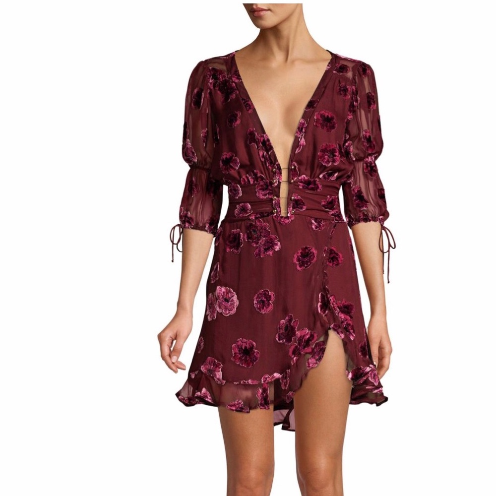Sophie Velvet Floral Mini Dress in Pansy
